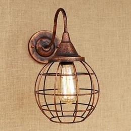Designer Touch Decorative Iron Art RETRO Rust Color Study Living Room Bedside American Wall Lamp