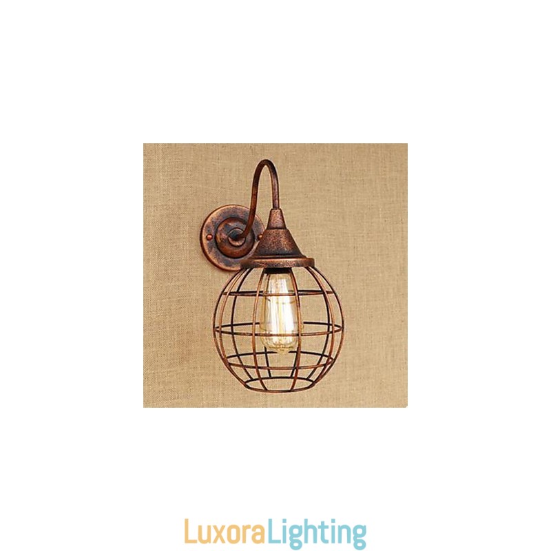 Designer Touch Decorative Iron Art RETRO Rust Color Study Living Room Bedside American Wall Lamp