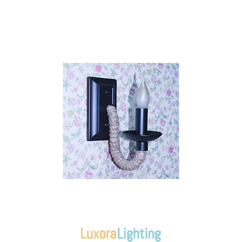 Designer Touch Decorative Hemp Rope Retro Wall Lamp Creative Personality Bar Iron Candle Lamp