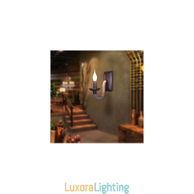 Designer Touch Decorative Hemp Rope Retro Wall Lamp Creative Personality Bar Iron Candle Lamp