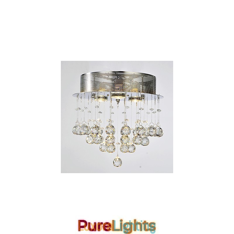 Designer Touch Decorative Traditional Classic Crystal Chrome Metal Flush Mount