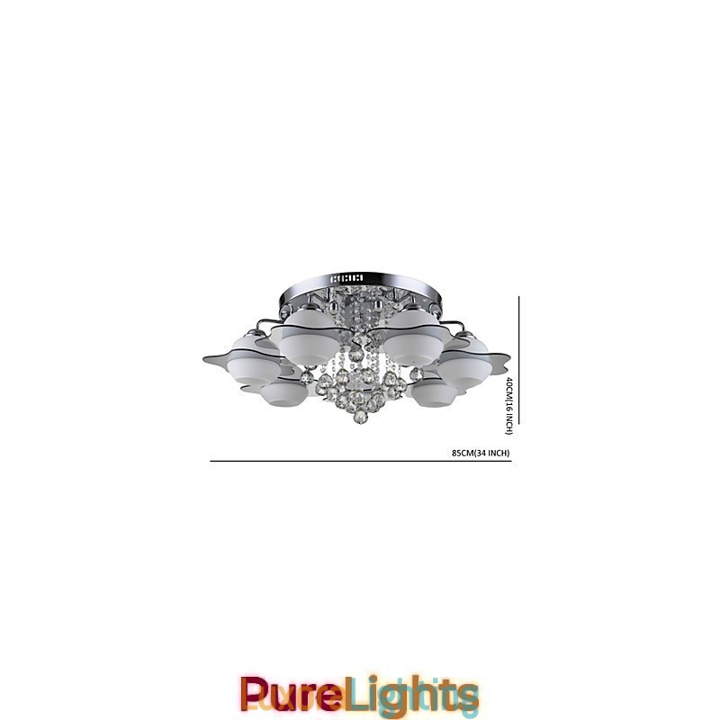 Designer Touch Decorative Remoter Control 7 Lights with Blue Redss Modern Ceiling Light Flush Mount