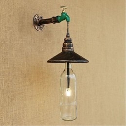 Designer Touch Decorative Edison Retro Water Pipe Wine Bottle Wall lamp Wall Light