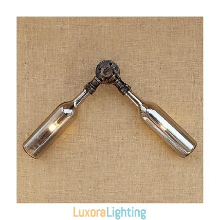 Designer Touch Decorative Retro American Village Creative Industry Wind Water Bottle Wall Lamp Wall Light Grey