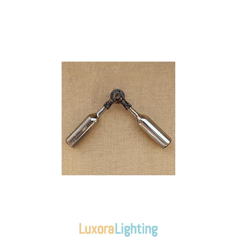 Designer Touch Decorative Retro American Village Creative Industry Wind Water Bottle Wall Lamp Wall Light Grey