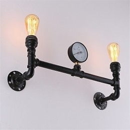Designer Touch Decorative Vintage Industrial Pipe Wall Lights Black Creative Lights Restaurant Cafe Bar Decoration lighting With 2 Light Painted Finish
