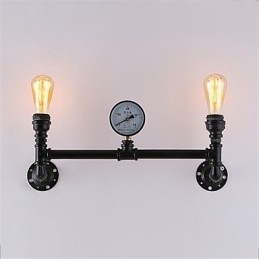Designer Touch Decorative Vintage Industrial Pipe Wall Lights Black Creative Lights Restaurant Cafe Bar Decoration lighting With 2 Light Painted Finish