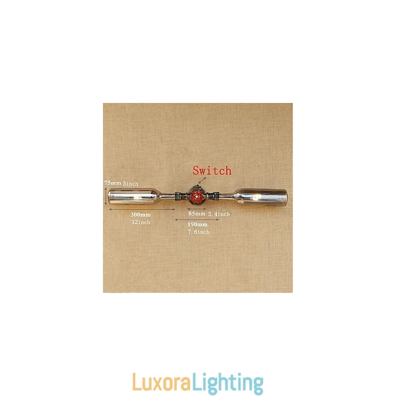 Designer Touch Decorative Retro American Village Creative Industry Wind Water Bottle Wall Lamp Wall Light Grey