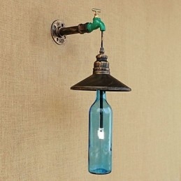 Designer Touch Decorative Iron Pipe Retro Bar Hotel Decoration Pipe Bottle Wall Lamp