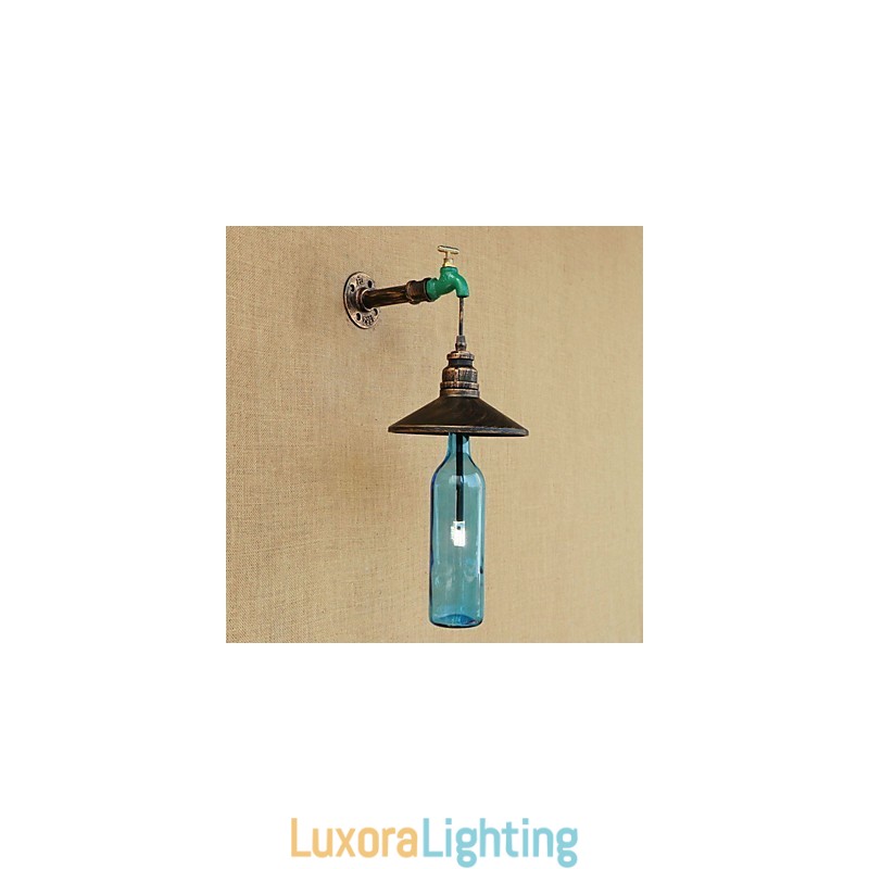 Designer Touch Decorative Iron Pipe Retro Bar Hotel Decoration Pipe Bottle Wall Lamp