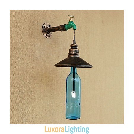 Designer Touch Decorative Iron Pipe Retro Bar Hotel Decoration Pipe Bottle Wall Lamp