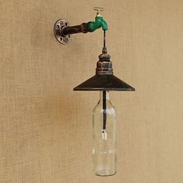 Designer Touch Decorative Iron Pipe Retro Bar Hotel Decoration Pipe Bottle Wall Lamp