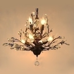 Designer Touch Decorative Vintage Crystal Flush Mount 8 Lights Metal Painting Black OR Gold