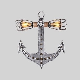 Designer Touch Decorative Vintage Industrial Wall Lights Wood Boat Anchor Shape Creative Restaurant Cafe Bar Decoration lighting