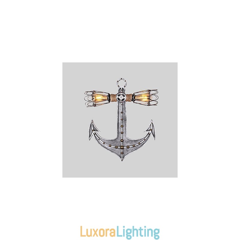 Designer Touch Decorative Vintage Industrial Wall Lights Wood Boat Anchor Shape Creative Restaurant Cafe Bar Decoration lighting