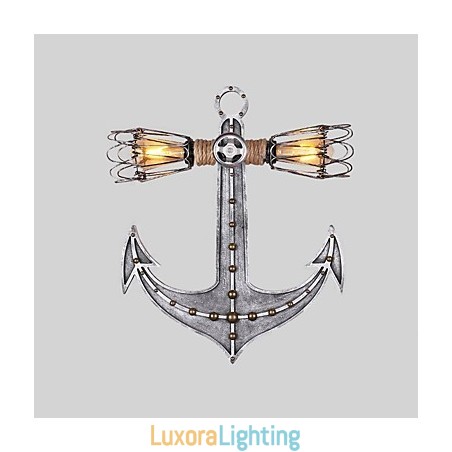 Designer Touch Decorative Vintage Industrial Wall Lights Wood Boat Anchor Shape Creative Restaurant Cafe Bar Decoration lighting