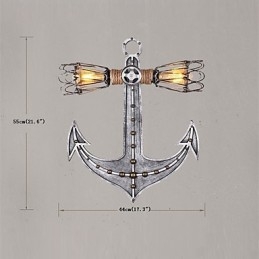 Designer Touch Decorative Vintage Industrial Wall Lights Wood Boat Anchor Shape Creative Restaurant Cafe Bar Decoration lighting