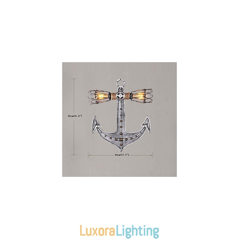 Designer Touch Decorative Vintage Industrial Wall Lights Wood Boat Anchor Shape Creative Restaurant Cafe Bar Decoration lighting