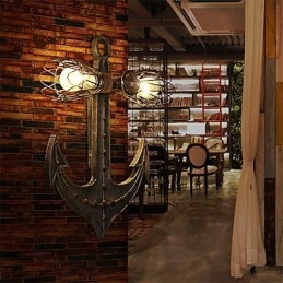 Designer Touch Decorative Vintage Industrial Wall Lights Wood Boat Anchor Shape Creative Restaurant Cafe Bar Decoration lighting