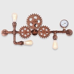 Designer Touch Decorative Vintage Industrial Pipe Wall Lights Wood Helm Shape Creative turnable Lights Restaurant Cafe Bar Decoration lighting