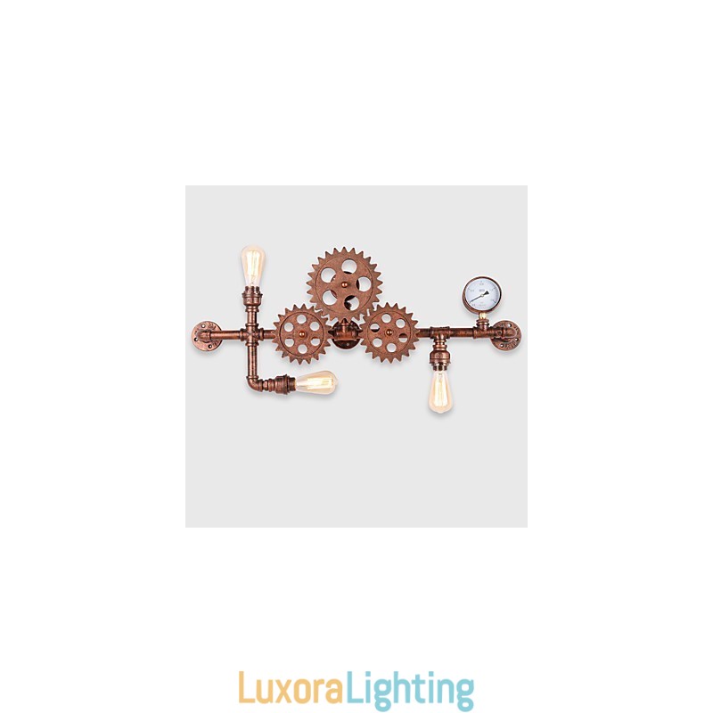 Designer Touch Decorative Vintage Industrial Pipe Wall Lights Wood Helm Shape Creative turnable Lights Restaurant Cafe Bar Decoration lighting