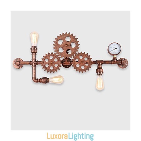 Designer Touch Decorative Vintage Industrial Pipe Wall Lights Wood Helm Shape Creative turnable Lights Restaurant Cafe Bar Decoration lighting