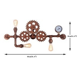 Designer Touch Decorative Vintage Industrial Pipe Wall Lights Wood Helm Shape Creative turnable Lights Restaurant Cafe Bar Decoration lighting