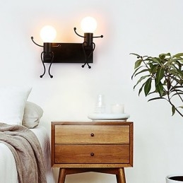 Designer Touch Decorative Robot shape Vintage Metal Industrial Loft Rustic Wall Sconce Bar Cafe Entry Hallway Wall Lamp Black White Optional