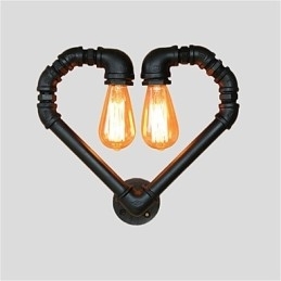 Designer Touch Decorative Vintage Water Pipe Loving Heart Creative Wall Lights Industrial Living Room Restaurant Bars Cafe decoration Wall Sconces