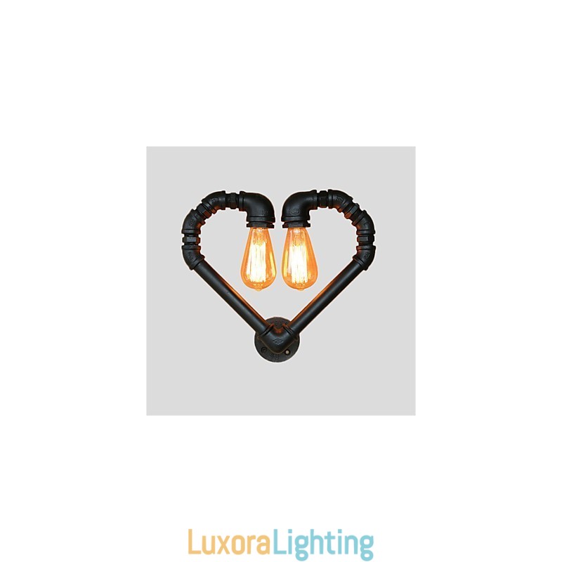 Designer Touch Decorative Vintage Water Pipe Loving Heart Creative Wall Lights Industrial Living Room Restaurant Bars Cafe decoration Wall Sconces