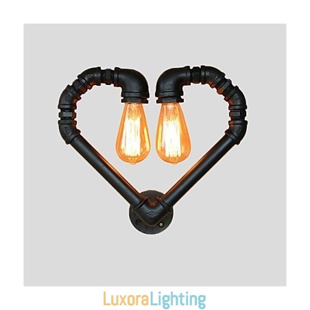 Designer Touch Decorative Vintage Water Pipe Loving Heart Creative Wall Lights Industrial Living Room Restaurant Bars Cafe decoration Wall Sconces