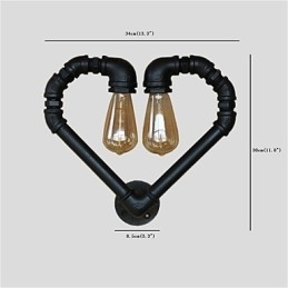 Designer Touch Decorative Vintage Water Pipe Loving Heart Creative Wall Lights Industrial Living Room Restaurant Bars Cafe decoration Wall Sconces