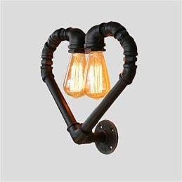 Designer Touch Decorative Vintage Water Pipe Loving Heart Creative Wall Lights Industrial Living Room Restaurant Bars Cafe decoration Wall Sconces