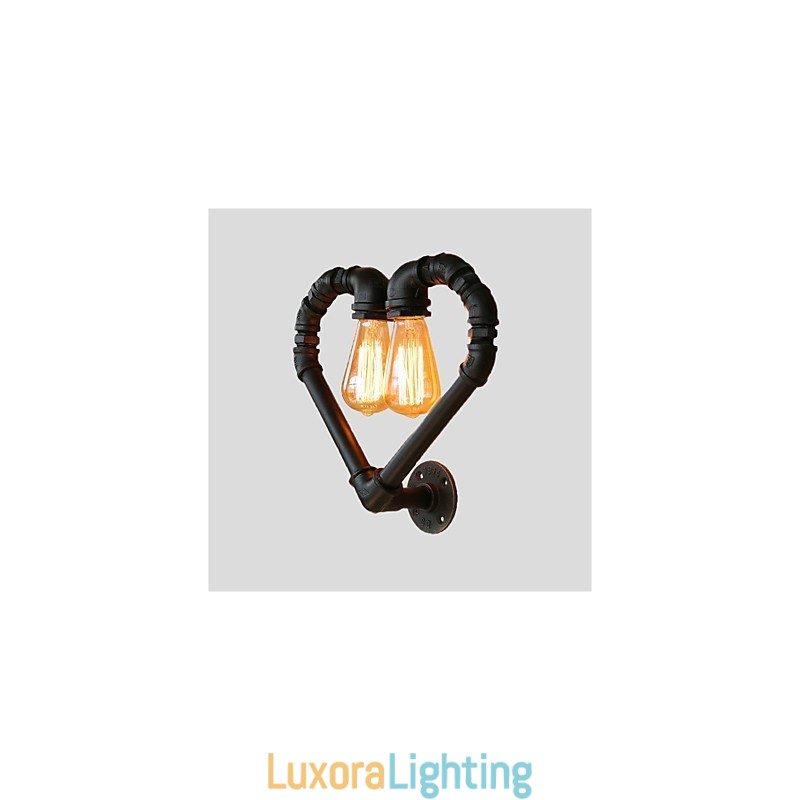 Designer Touch Decorative Vintage Water Pipe Loving Heart Creative Wall Lights Industrial Living Room Restaurant Bars Cafe decoration Wall Sconces
