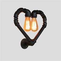 Designer Touch Decorative Vintage Water Pipe Loving Heart Creative Wall Lights Industrial Living Room Restaurant Bars Cafe decoration Wall Sconces