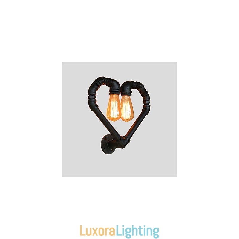 Designer Touch Decorative Vintage Water Pipe Loving Heart Creative Wall Lights Industrial Living Room Restaurant Bars Cafe decoration Wall Sconces