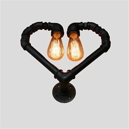 Designer Touch Decorative Vintage Water Pipe Loving Heart Creative Wall Lights Industrial Living Room Restaurant Bars Cafe decoration Wall Sconces