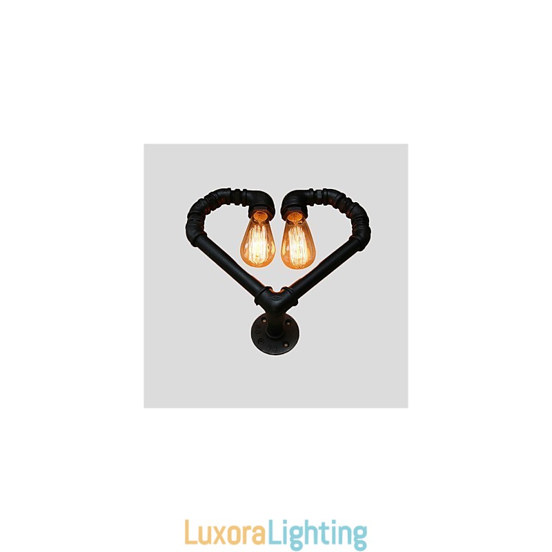 Designer Touch Decorative Vintage Water Pipe Loving Heart Creative Wall Lights Industrial Living Room Restaurant Bars Cafe decoration Wall Sconces