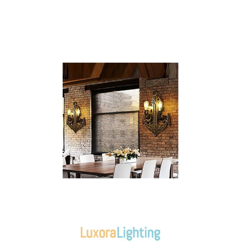 Designer Touch Decorative Vintage Industrial Wall Lights Wood Gear Shape Creative turnable Lights Restaurant Cafe Bar Decoration lighting