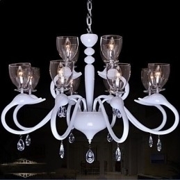 Designer Touch Decorative European Style Crystal Droplight Individuality Creative Swan 12 Light Chandelier