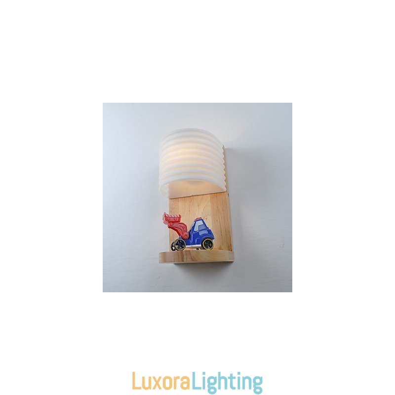 Designer Touch Decorative Simple Wall Lamp Bedside Desk Lamp With Glass Shade and Solid Wood for Bedroom Dresser Living Room Baby Room College Dorm Coffee Table Bookcas