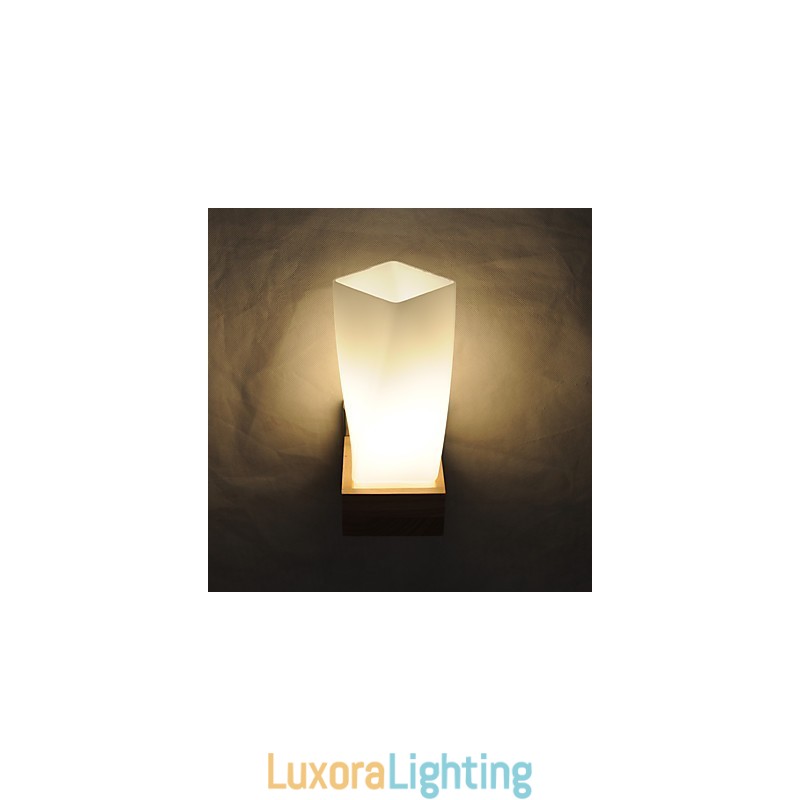 Designer Touch Decorative Simple Wall Lamp Bedside Desk Lamp With Glass Shade and Solid Wood for Bedroom Dresser Living Room Baby Room College Dorm Coffee Table Bookcas