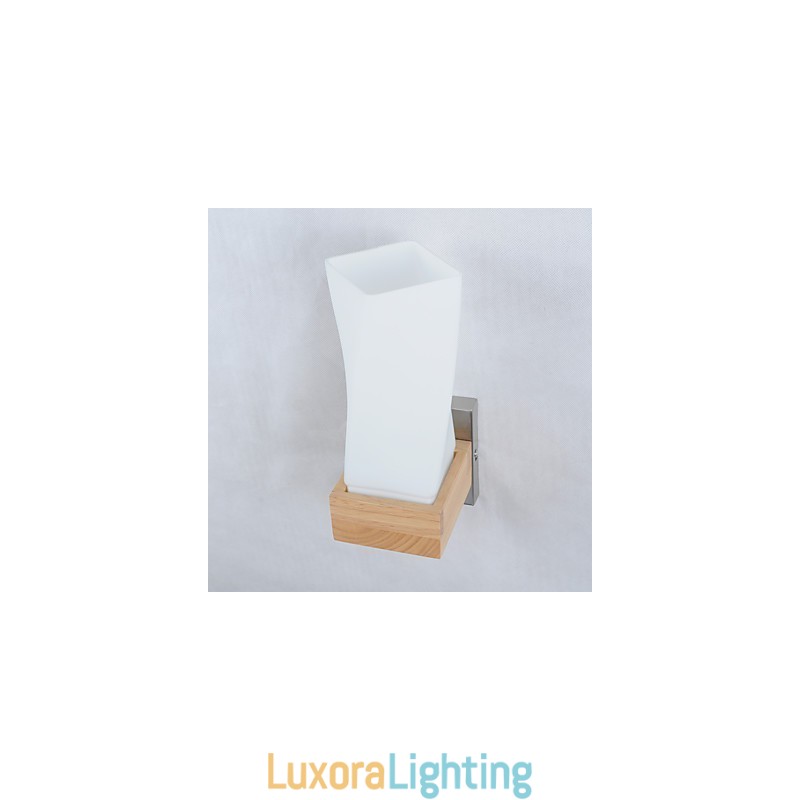 Designer Touch Decorative Simple Wall Lamp Bedside Desk Lamp With Glass Shade and Solid Wood for Bedroom Dresser Living Room Baby Room College Dorm Coffee Table Bookcas