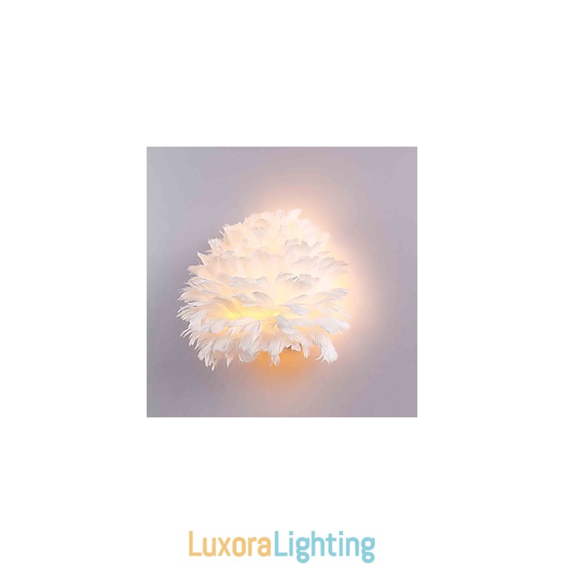 Designer Touch Decorative Feather Wall Lights Modern Contemporary Bedroom Hotel Wall Sconces E14
