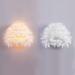 Designer Touch Decorative Feather Wall Lights Modern Contemporary Bedroom Hotel Wall Sconces E14