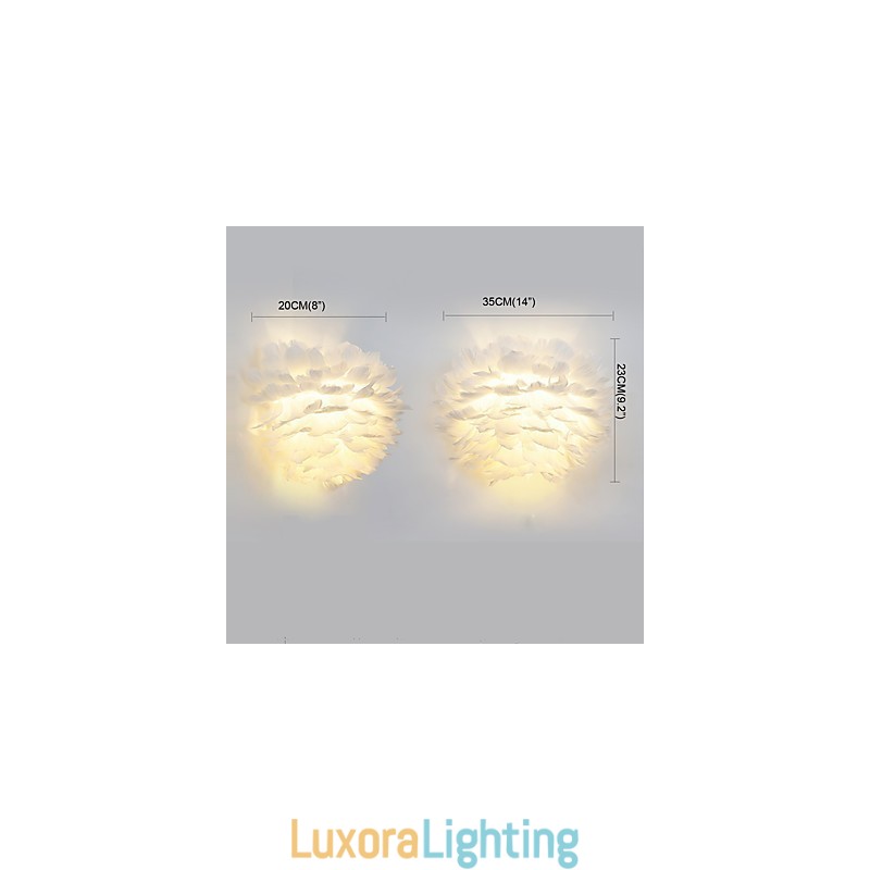 Designer Touch Decorative Feather Wall Lights Modern Contemporary Bedroom Hotel Wall Sconces E14
