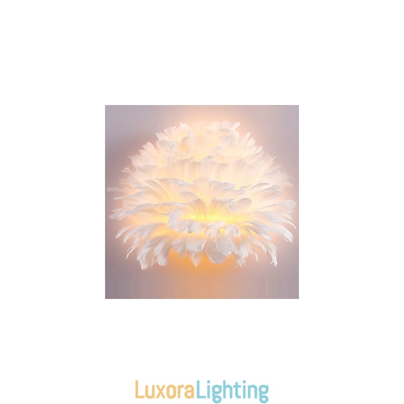 Designer Touch Decorative Feather Wall Lights Modern Contemporary Bedroom Hotel Wall Sconces E14