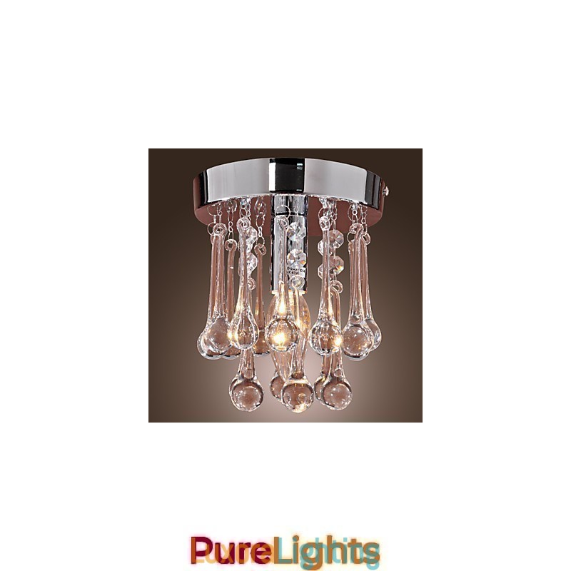 Designer Touch Decorative Modern Contemporary Crystal Mini Style Chrome Flush Mount