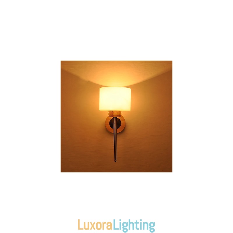 Designer Touch Decorative Simple Wall Lamp Bedside Desk Lamp With Glass Shade and Solid Wood for Bedroom Dresser Living Room Baby Room