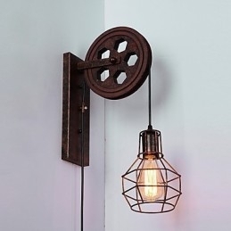 Designer Touch Decorative Industrial Retro Iron Wall Lamp Creative Personality Lift Pulley Wall Lamp